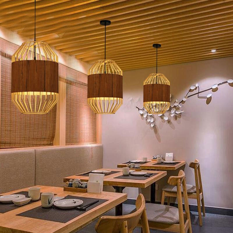 Bamboo Wicker Rattan Cage Shade Pendant Lights by Artisan Living | ModishStore | Pendant Lamps