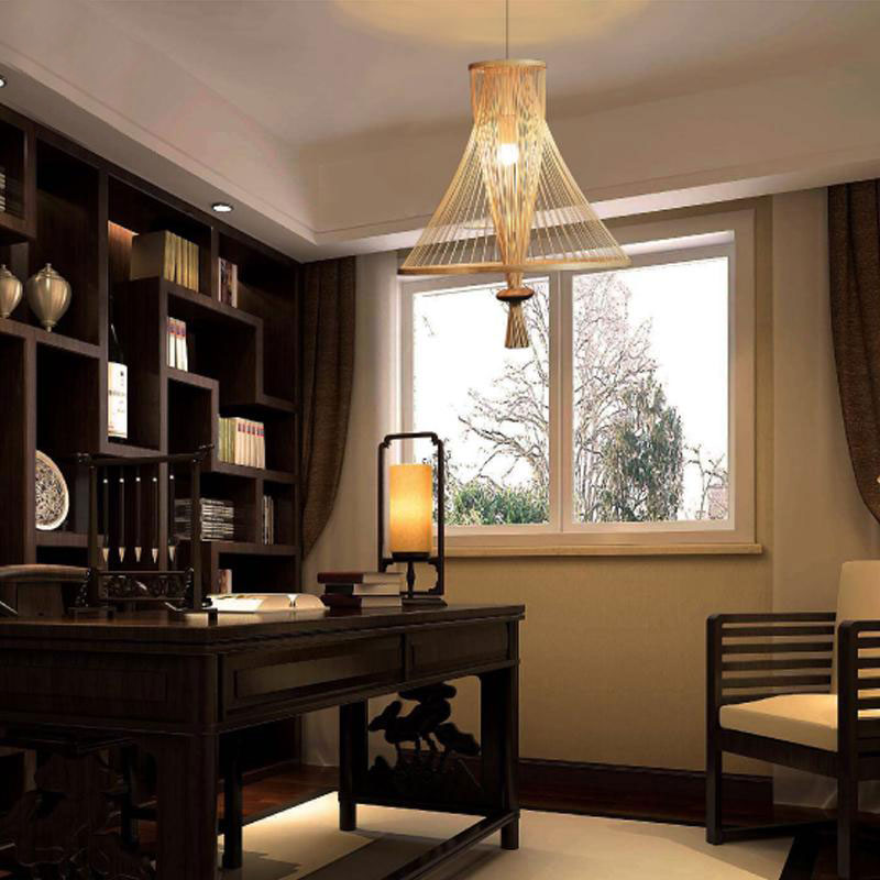 Bamboo Wicker Rattan Bundle Shade Pendant Light By Artisan Living-4