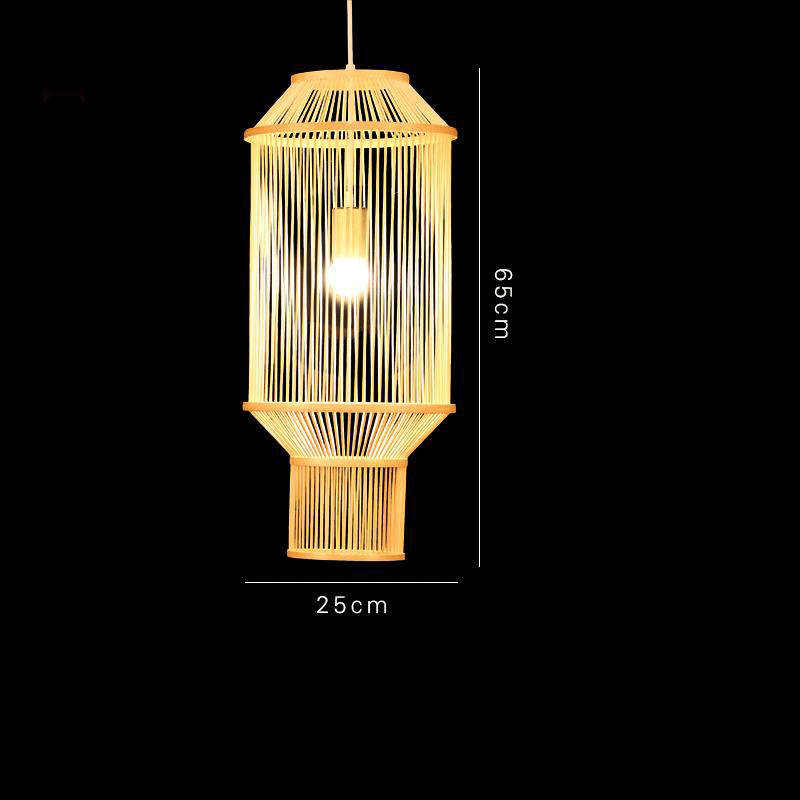 Long Bamboo Wicker Rattan Lantern Pendant Light By Artisan Living-4