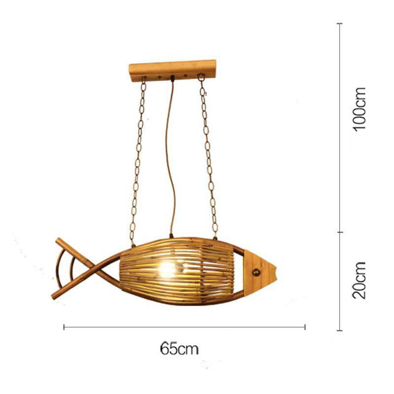 Handmade Craft Bamboo Fish Shade Pendant Light By Artisan Living-7