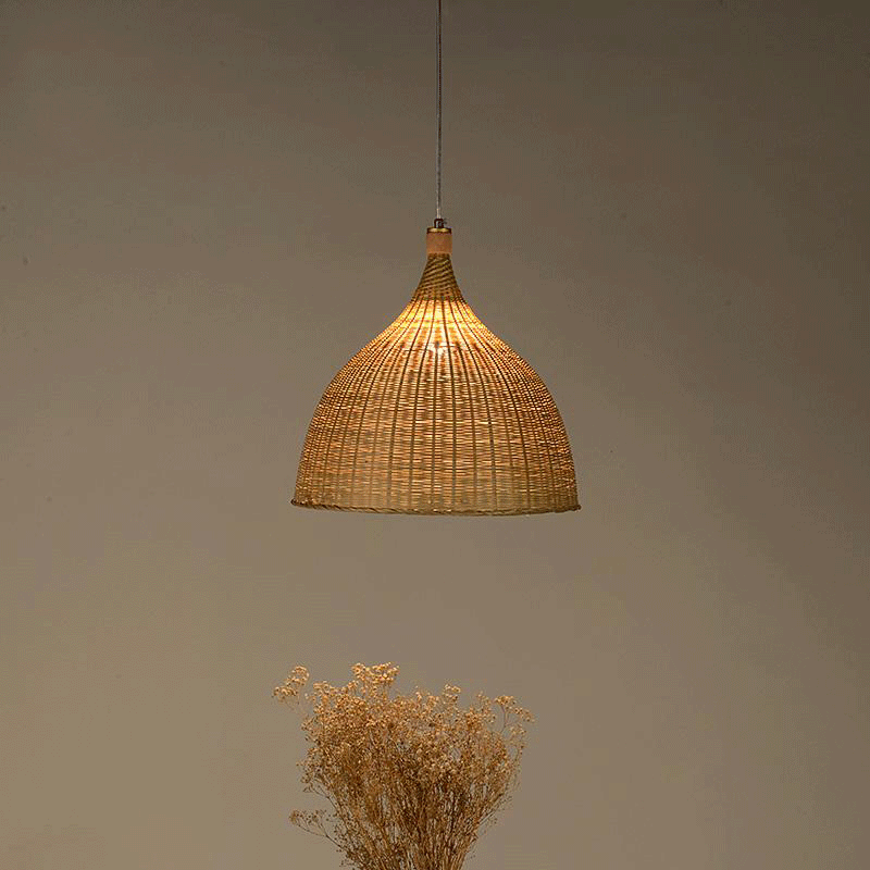 Handmade Bamboo Rattan Round Basket Shade Pendant Light By Artisan Living-5