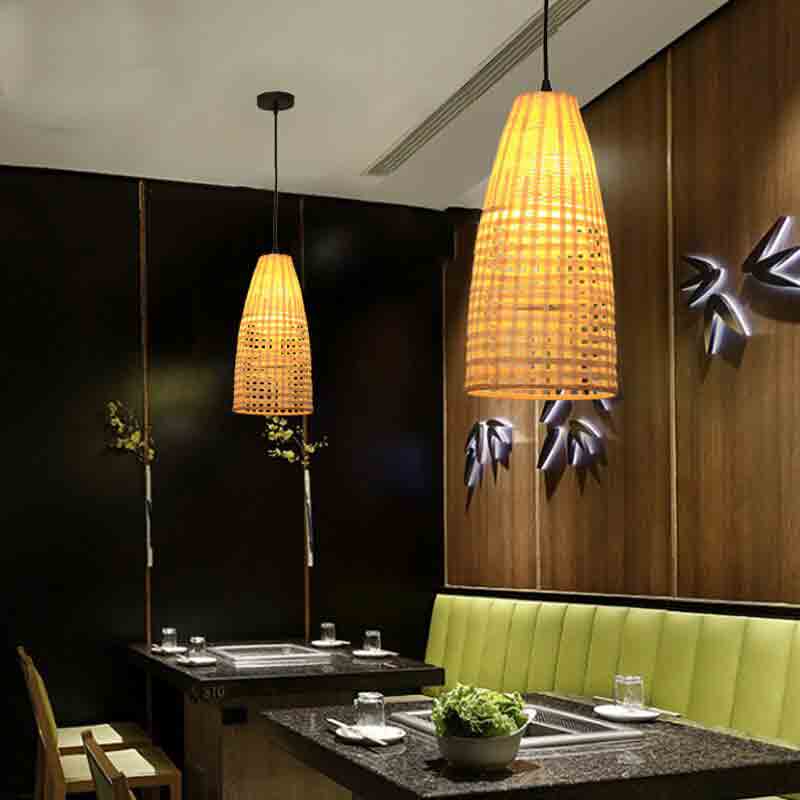Bamboo Wicker Rattan Long Pendant Light By Artisan Living-5