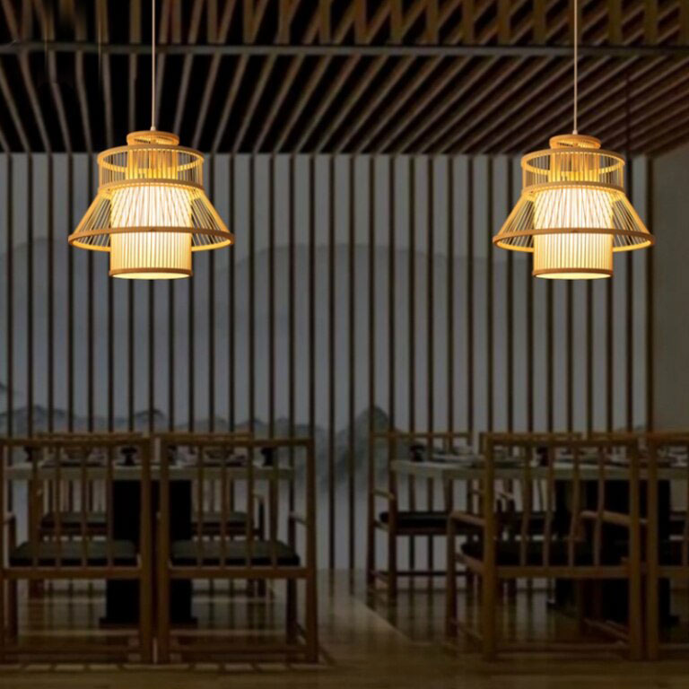 Bamboo Wicker Rattan Bloom Pendant Light By Artisan Living-12351-6