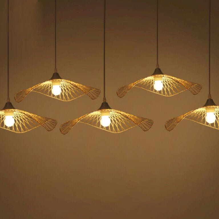 Bamboo Wicker Rattan Hat Shade Adjustable Spider Chandelier - B by Artisan Living-6