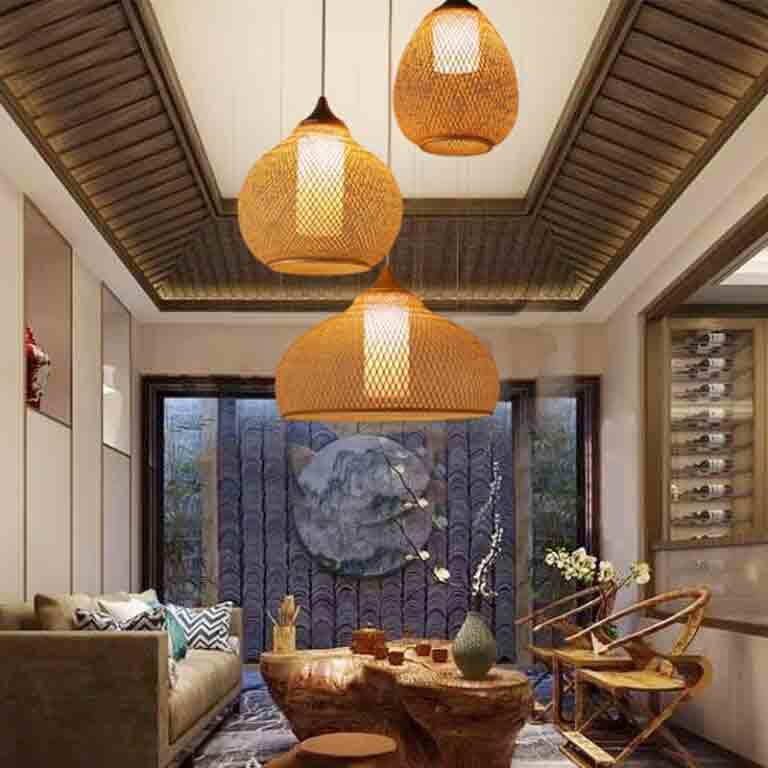 Bamboo Wicker Rattan Calabash Pendant Light By Artisan Living-8