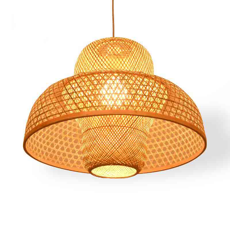 Bamboo Wicker Rattan Castte Shade Pendant Light By Artisan Living-2