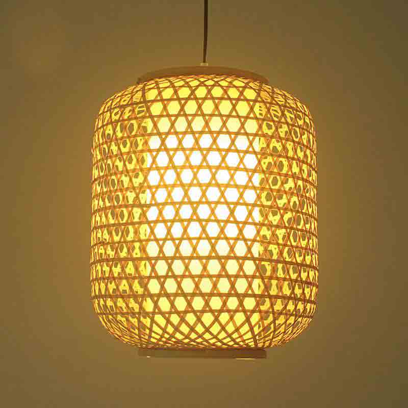 Bamboo Wicker Rattan Lantern Shade Pendant Light By Artisan Living-12126-3