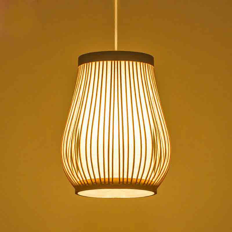 Bamboo Wicker Rattan Lantern Pendant Light By Artisan Living-12064 | ModishStore | Pendant Lamps
