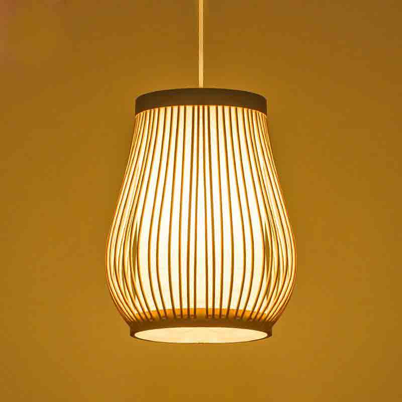 Bamboo Wicker Rattan Lantern Pendant Light By Artisan Living-12068-5