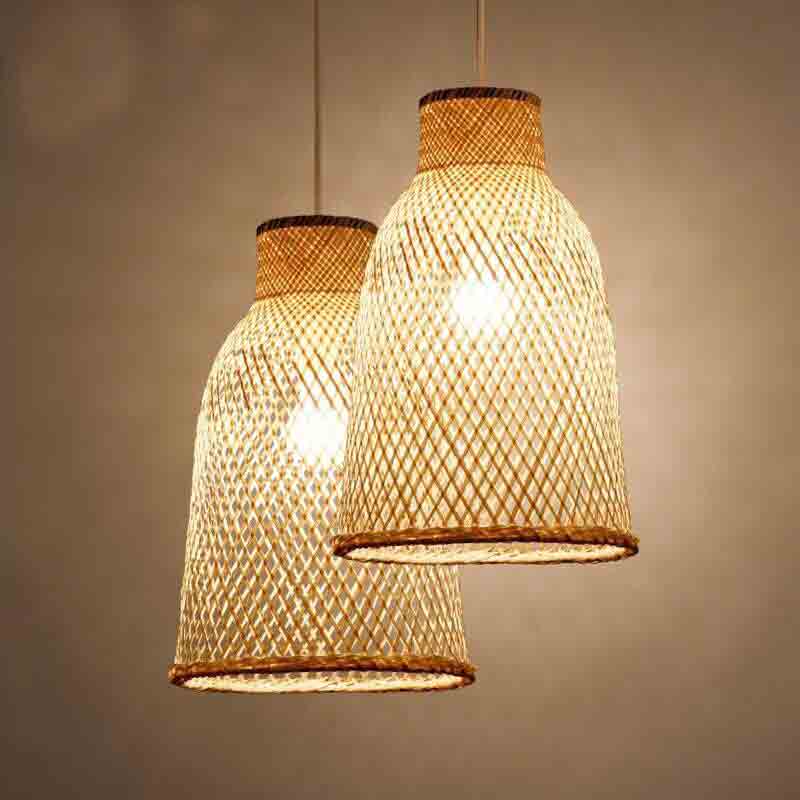 Bamboo Wicker Rattan Lantern Shade Pendant Light By Artisan Living-12300-4