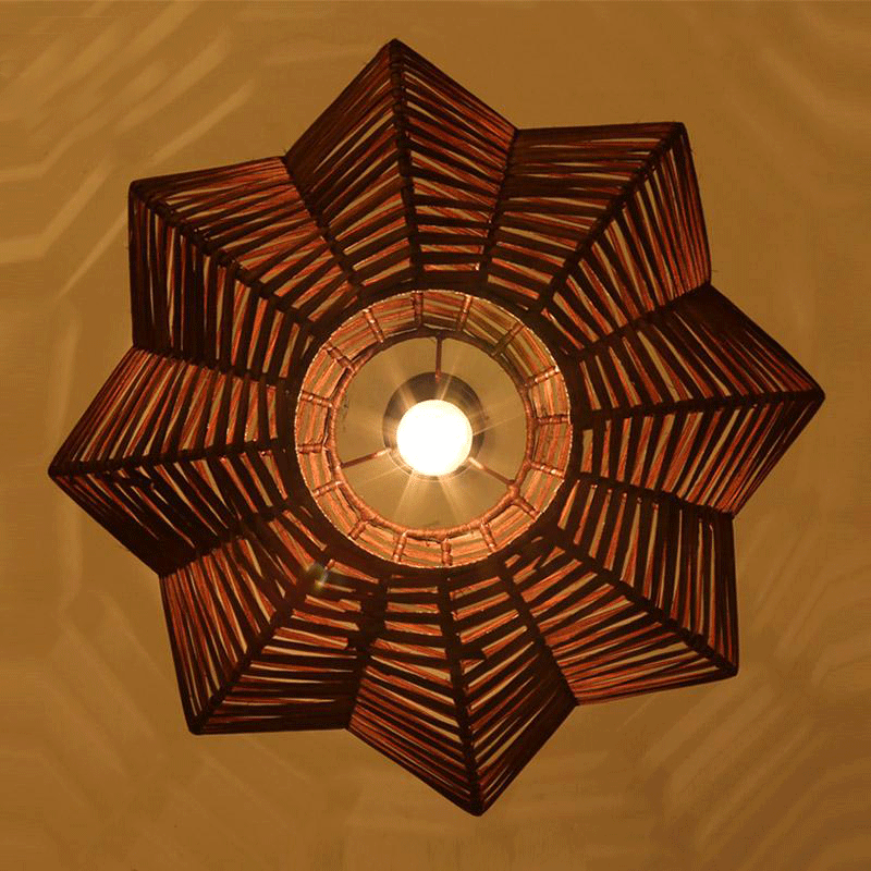 Wicker Rattan Shade Pumpkin Pendant Light By Artisan Living-7