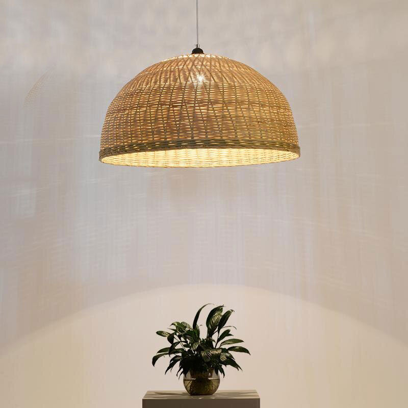 Bamboo Wicker Rattan Ripple Pendant Light By Artisan Living-4