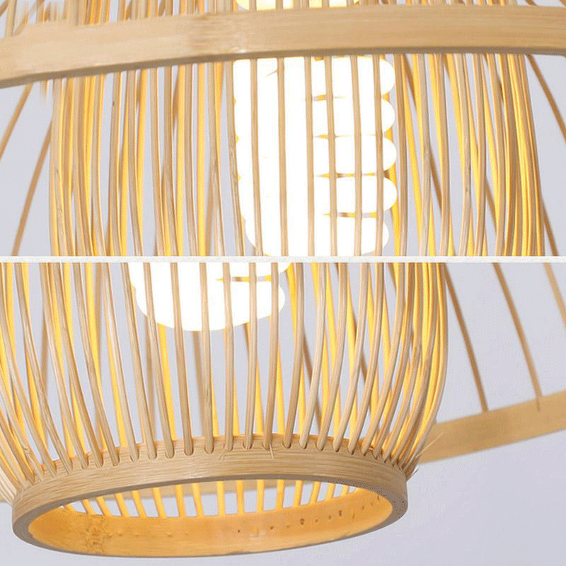 Bamboo Wicker Rattan Shade Flower Bud Pendant Light By Artisan Living-6
