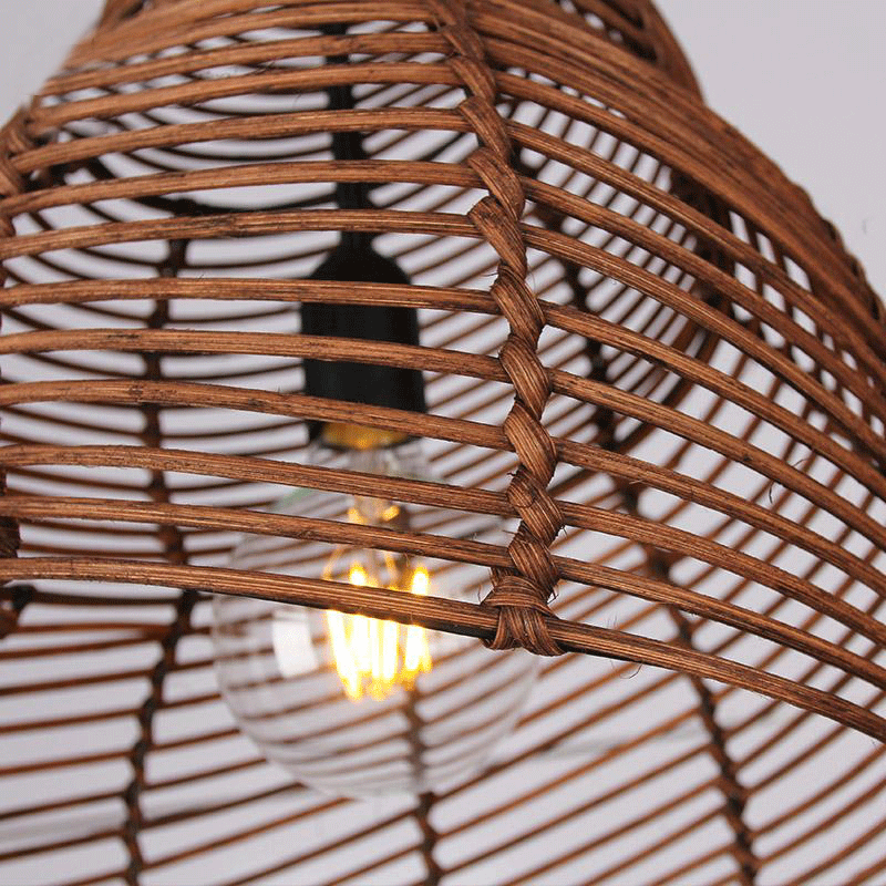 Coffee Wicker Rattan Shade Snail Pendant Light By Artisan Living-3