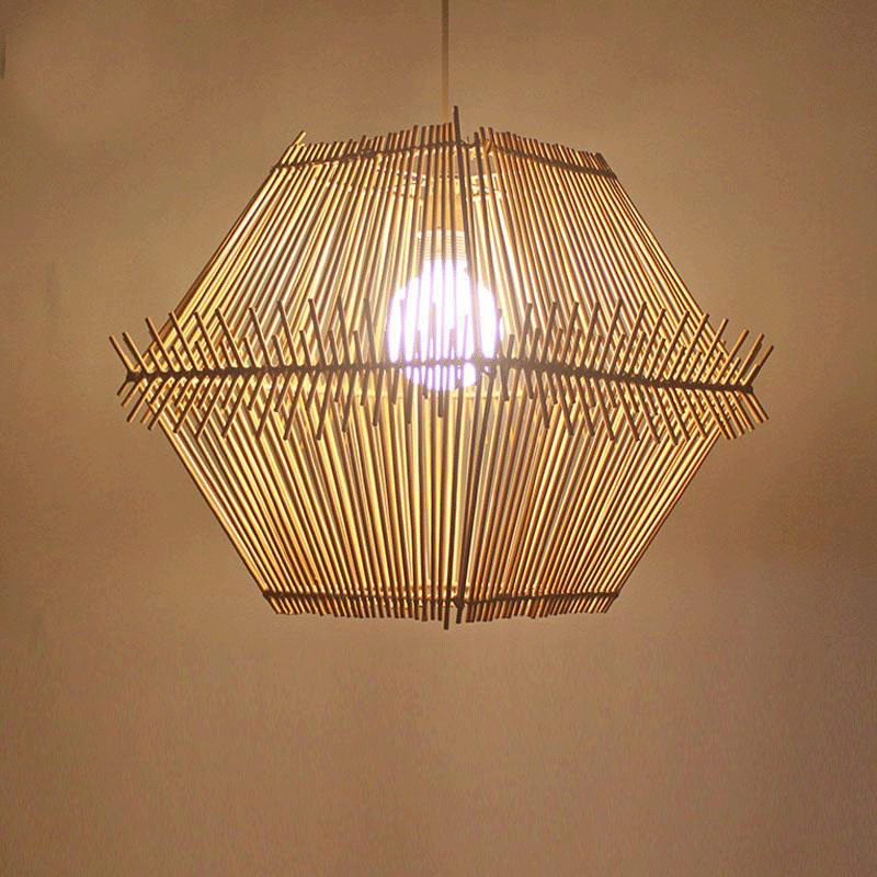 Handmade Wicker Rattan Cage Shade Pendant Light By Artisan Living-5