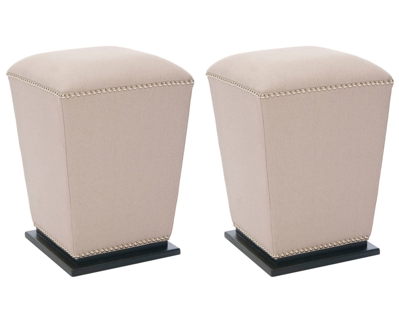 Safavieh Mason Ottoman Beige Fabric (Set Of 2) | Ottomans | Modishstore - 1