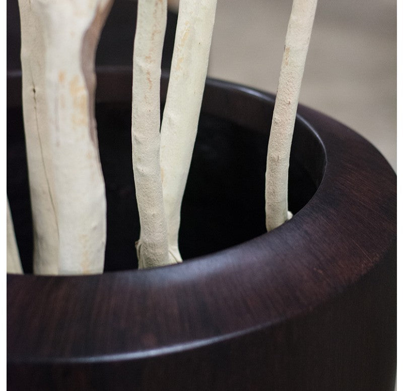 Sandblasted Redwood Branches in Wood Grain Barrel Planter by Gold Leaf Design Group | Botanicals | Modishstore - 2