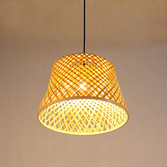 Bamboo Wicker Rattan Round Shade Pendant Light By Artisan Living | ModishStore | Pendant Lamps