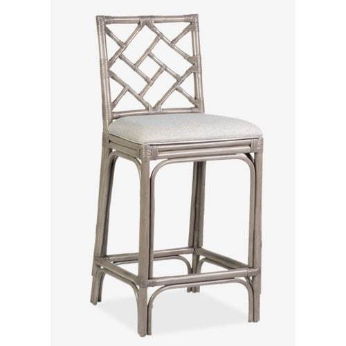 Hampton Chippendale Rattan Barstool by Jeffan in 3 colors White  Grey and sky blue . Barstool made of rattan | Bar Stools | Modishstore - 13