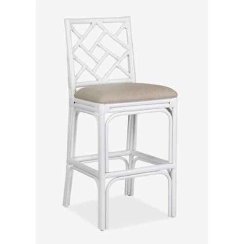 Hampton Chippendale Rattan Barstool by Jeffan in 3 colors White  Grey and sky blue . Barstool made of rattan | Bar Stools | Modishstore