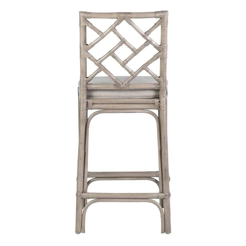 Hampton Chippendale Rattan Barstool by Jeffan in 3 colors White  Grey and sky blue . Barstool made of rattan | Bar Stools | Modishstore - 18