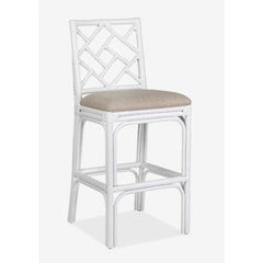 Hampton Chippendale Rattan Barstool by Jeffan in 3 colors White  Grey and sky blue . Barstool made of rattan