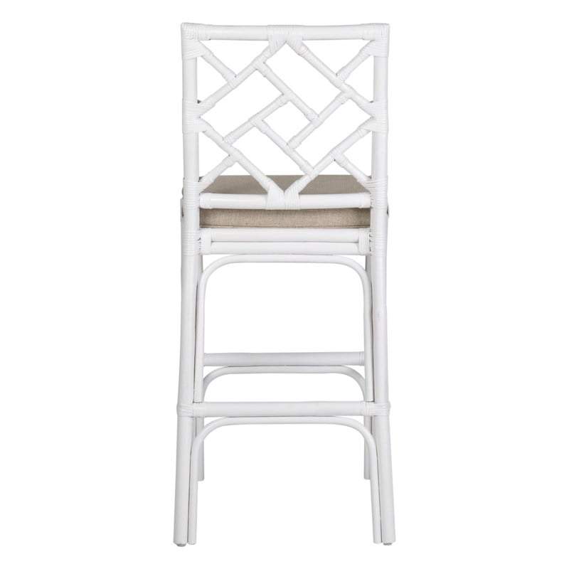 Hampton Chippendale Rattan Barstool by Jeffan in 3 colors White  Grey and sky blue . Barstool made of rattan | Bar Stools | Modishstore - 5