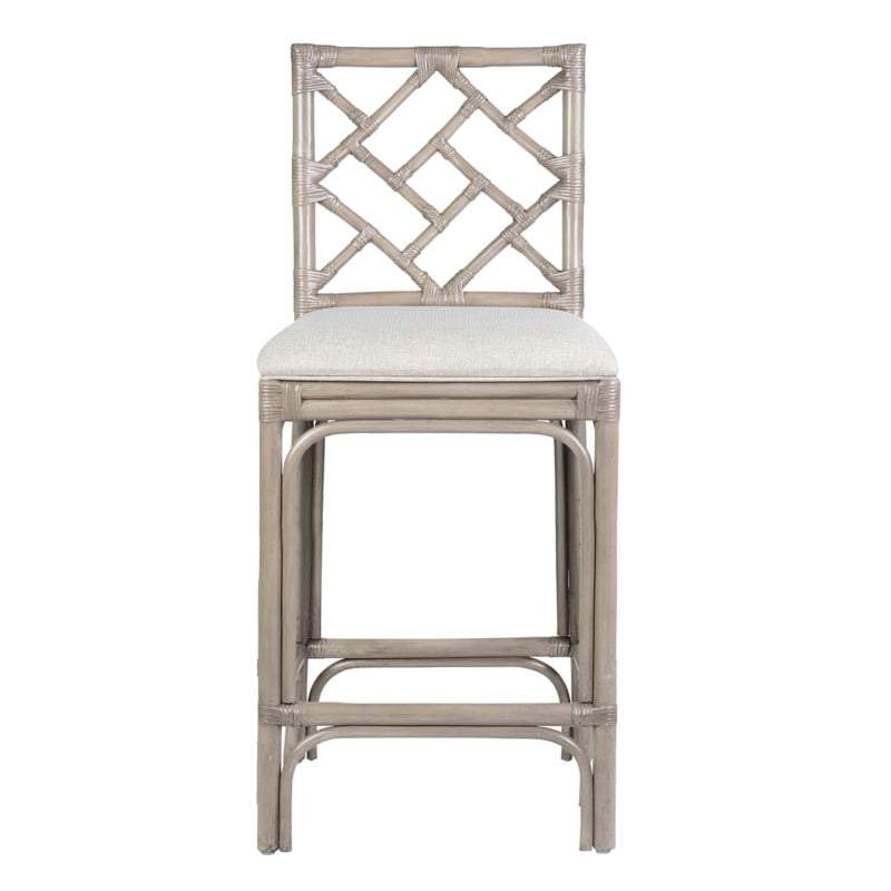 Hampton Chippendale Rattan Barstool by Jeffan in 3 colors White  Grey and sky blue . Barstool made of rattan | Bar Stools | Modishstore - 19