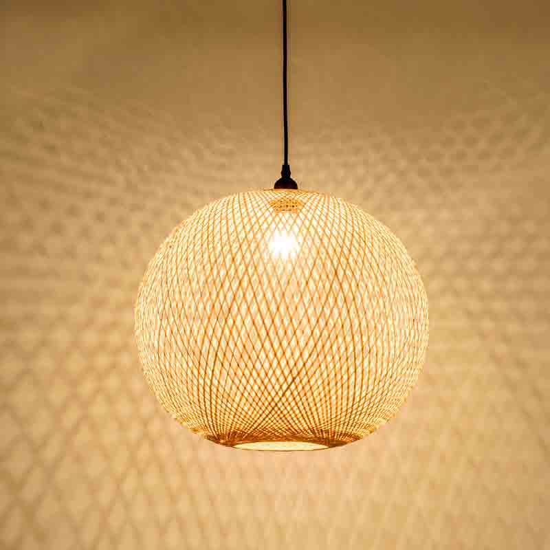 Hand Bamboo Wicker Rattan Ball Globe Sphere Pendant Lights By Artisan Living | ModishStore | Pendant Lamps-6