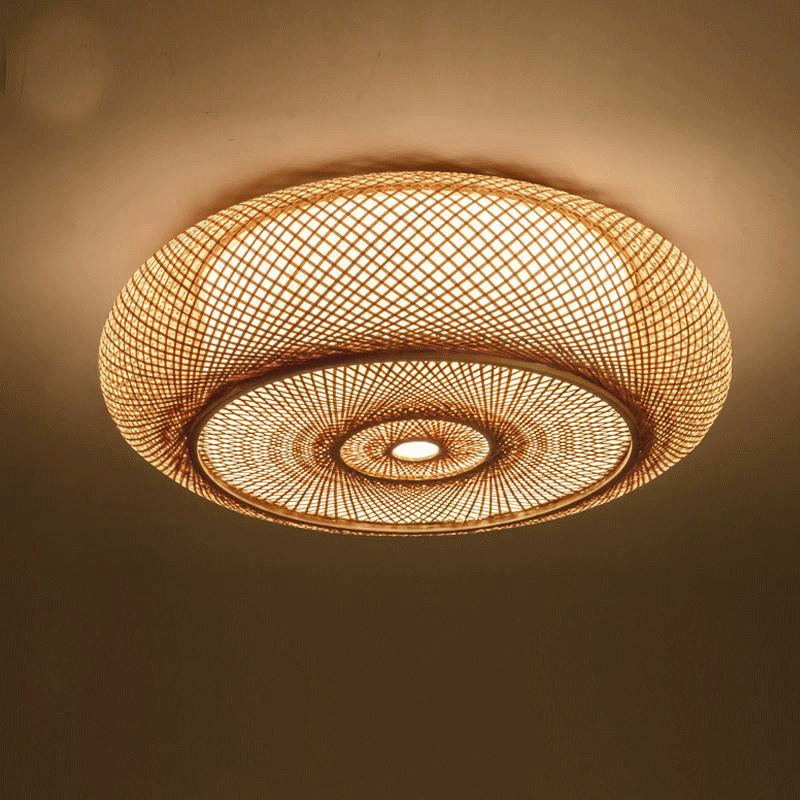 Bamboo Round Ceiling Plafon Lamp | ModishStore | Ceiling Lamps-2