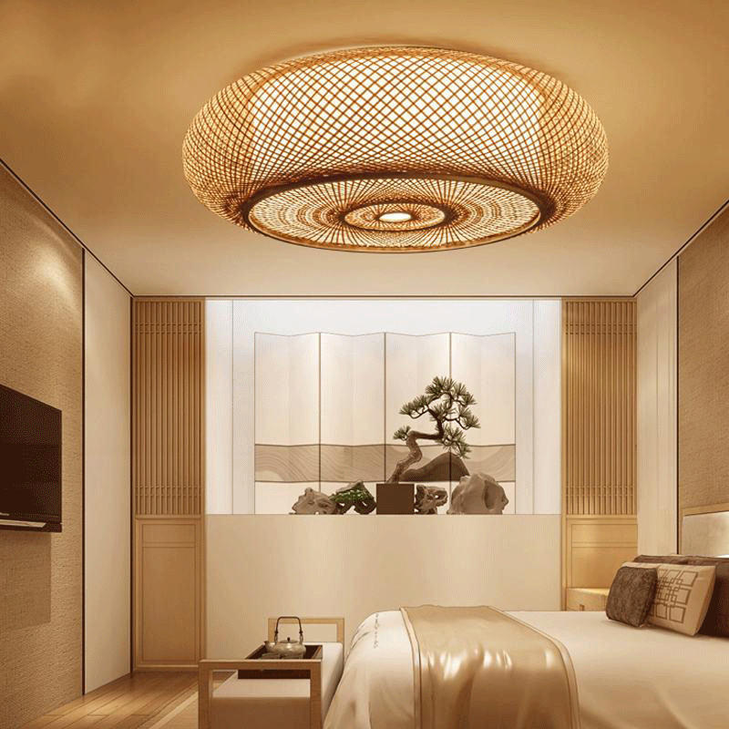 Bamboo Round Ceiling Plafon Lamp | ModishStore | Ceiling Lamps-3