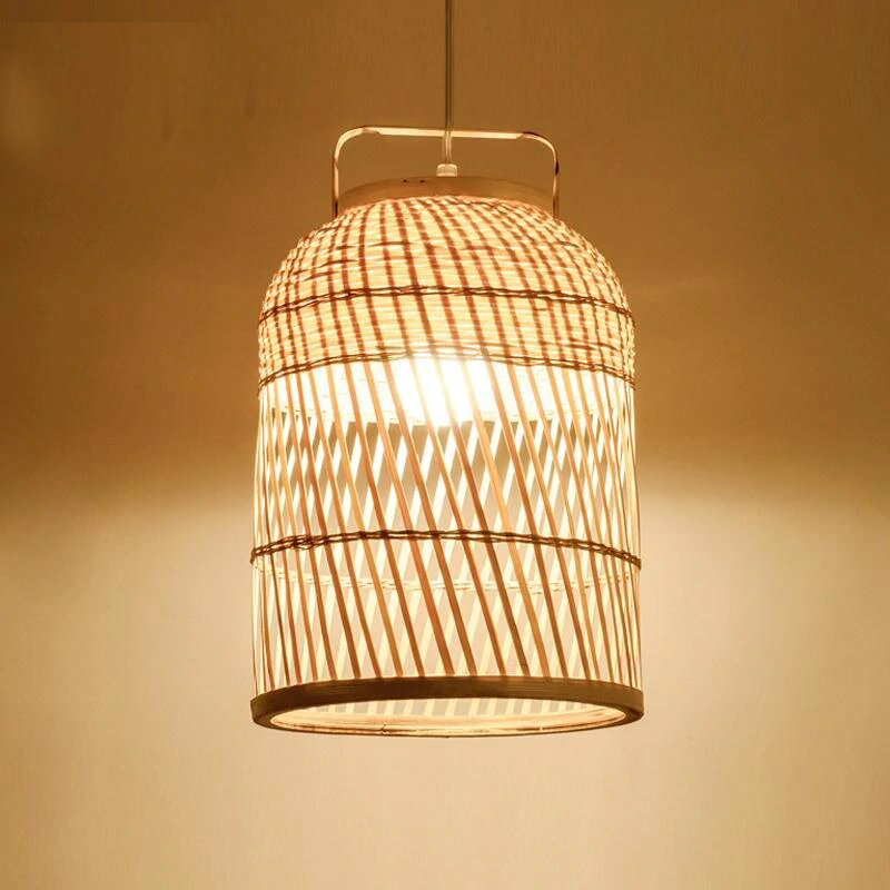 Hand-woven Round Bamboo Wicker Rattan Cage Shade Pendant Light by Artisan Living | Pendant Lamps | 12137PL | Modishstore - 4