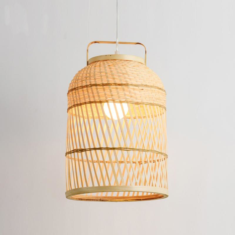 Hand-woven Round Bamboo Wicker Rattan Cage Shade Pendant Light by Artisan Living | Pendant Lamps | 12137PL | Modishstore - 2