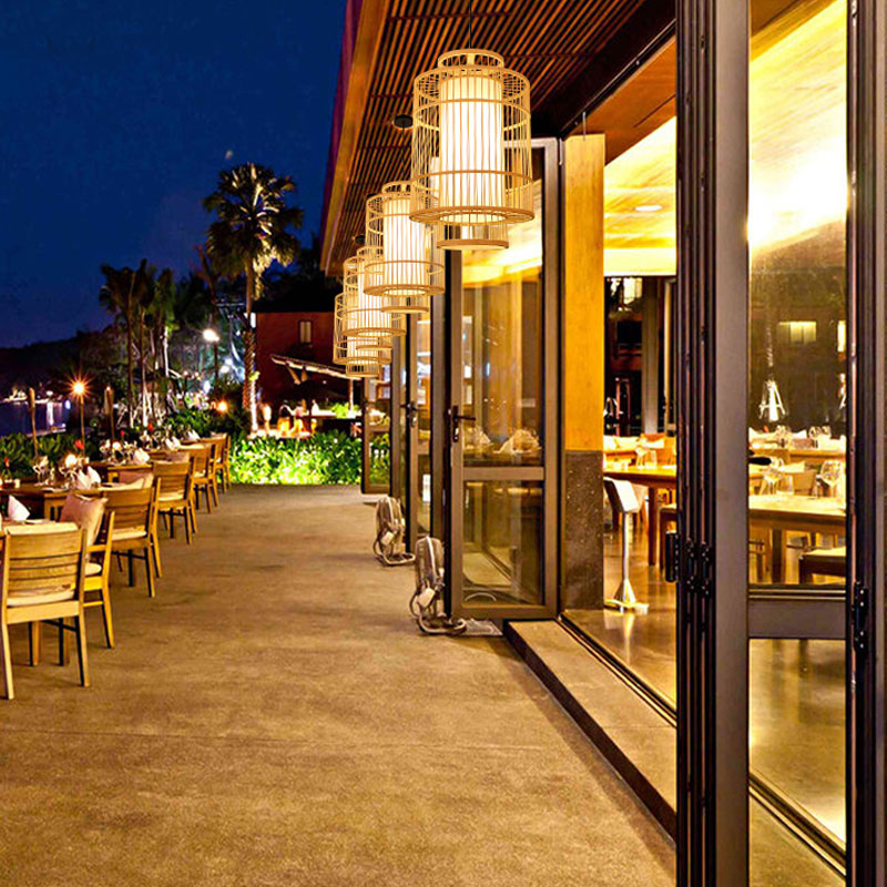 Handmade Bamboo Wicker Rattan Rod Pendant Light By Artisan Living | ModishStore | Pendant Lamps