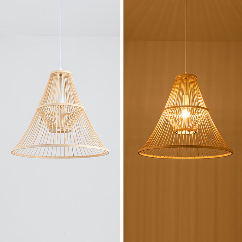 Bamboo Wicker Rattan Rod Pendant Light By Artisan Living-12403-2