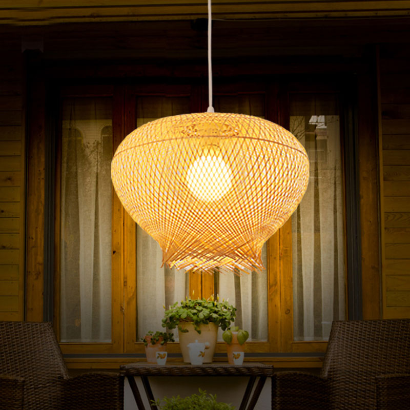 Bamboo Wicker Rattan Nest Shade Pendant Light By Artisan Living | ModishStore | Pendant Lamps