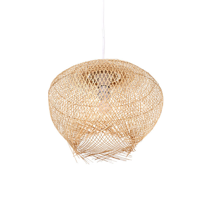 Bamboo Wicker Rattan Nest Shade Pendant Light By Artisan Living-2