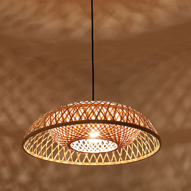 Bamboo Wicker Rattan Pendant Light By Artisan Living-12373 | ModishStore | Pendant Lamps