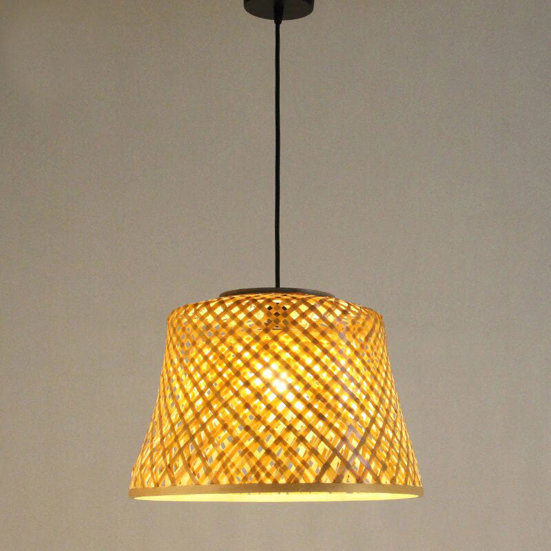 Bamboo Wicker Rattan Round Shade Pendant Light By Artisan Living-5