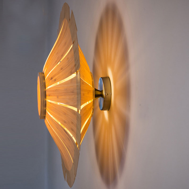 Bamboo Round Flower Wall Lamp By Artisan Living-4