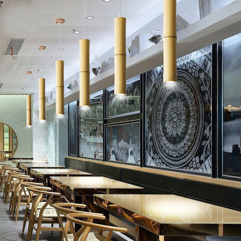 Bamboo Long Tube LED Pendant Light By Artisan Living-6