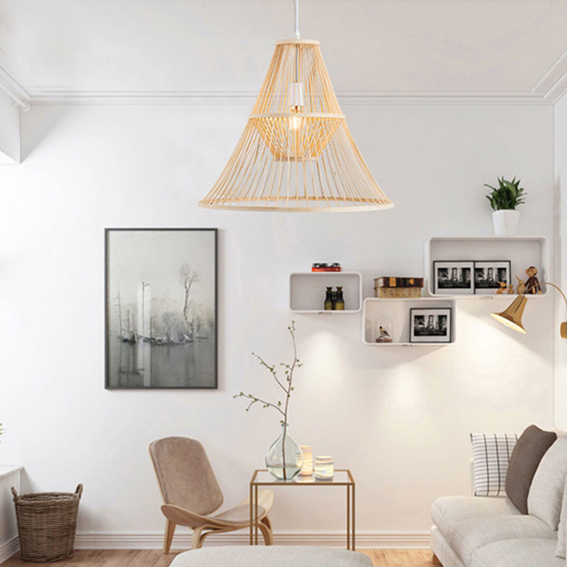 Bamboo Wicker Rattan Rod Pendant Light By Artisan Living-12405-4