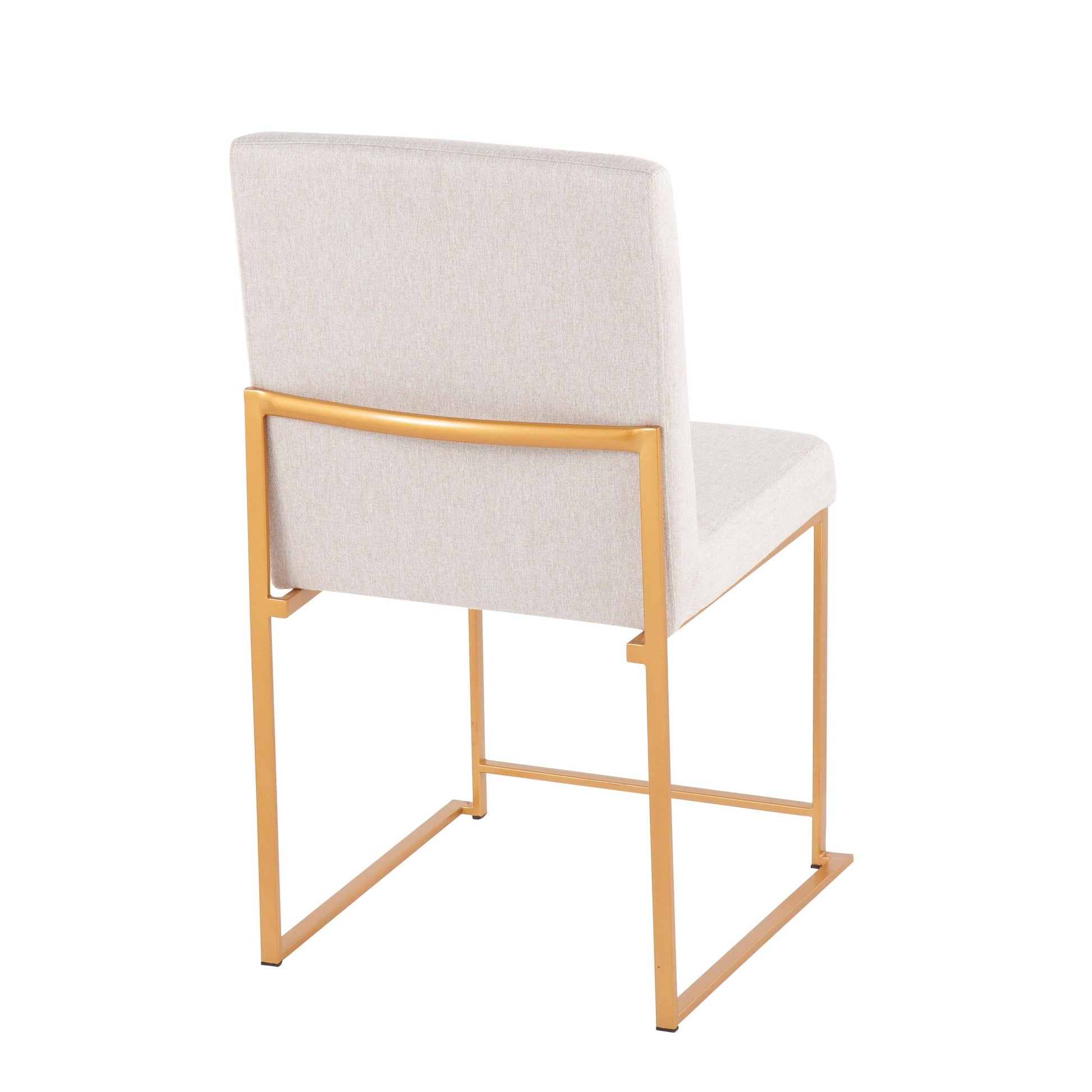 High Back Fuji Contemporary Dining Chair in Gold Steel and Beige Fabric By LumiSource - Set of 2 | Dining Chairs | Modishstore - 7