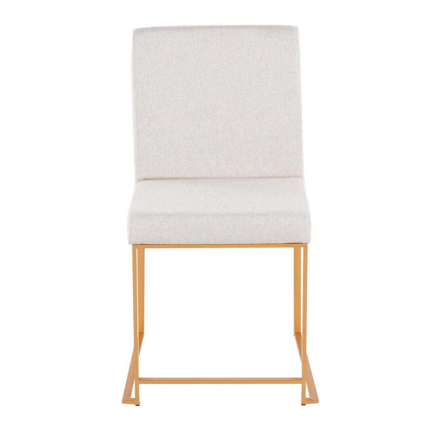High Back Fuji Contemporary Dining Chair in Gold Steel and Beige Fabric By LumiSource - Set of 2 | Dining Chairs | Modishstore - 2