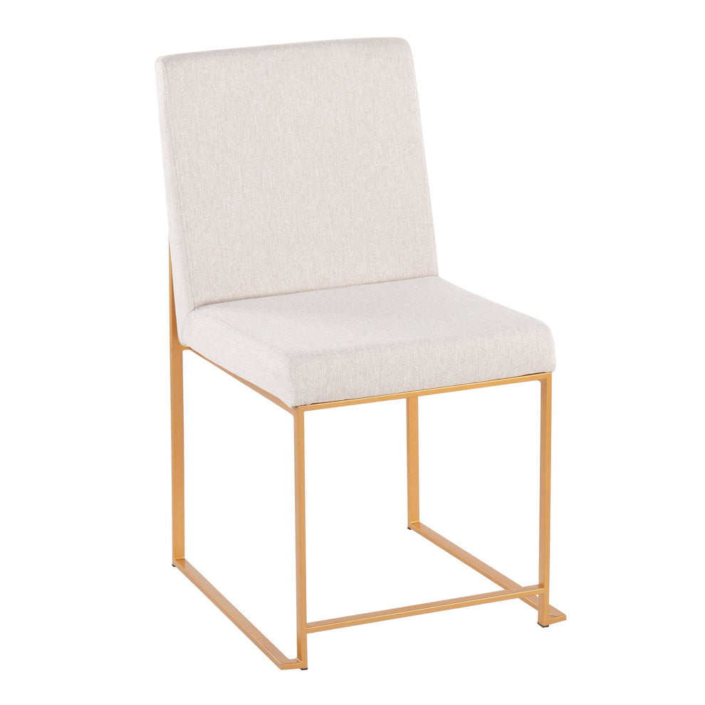 High Back Fuji Contemporary Dining Chair in Gold Steel and Beige Fabric By LumiSource - Set of 2 | Dining Chairs | Modishstore - 5