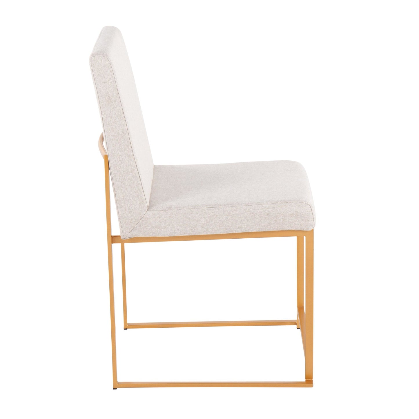 High Back Fuji Contemporary Dining Chair in Gold Steel and Beige Fabric By LumiSource - Set of 2 | Dining Chairs | Modishstore - 6