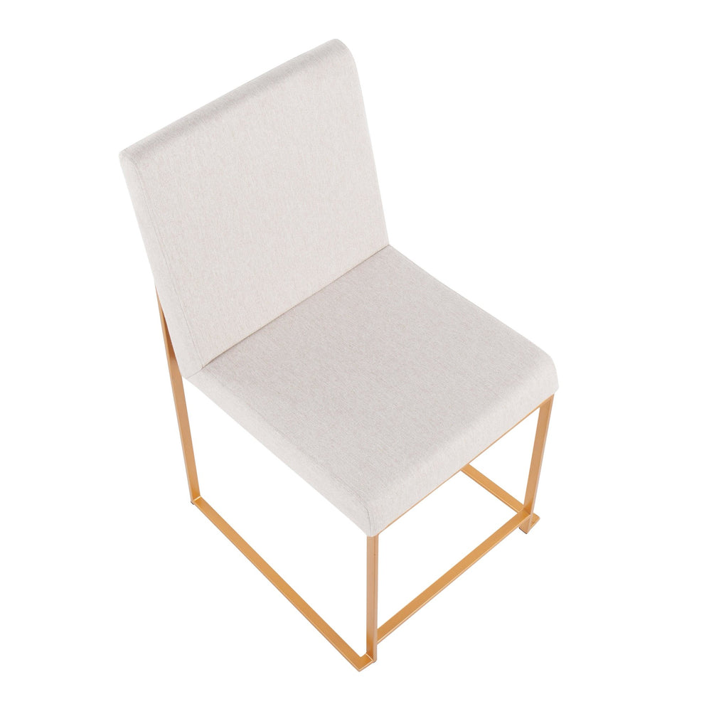 High Back Fuji Contemporary Dining Chair in Gold Steel and Beige Fabric By LumiSource - Set of 2 | Dining Chairs | Modishstore - 3