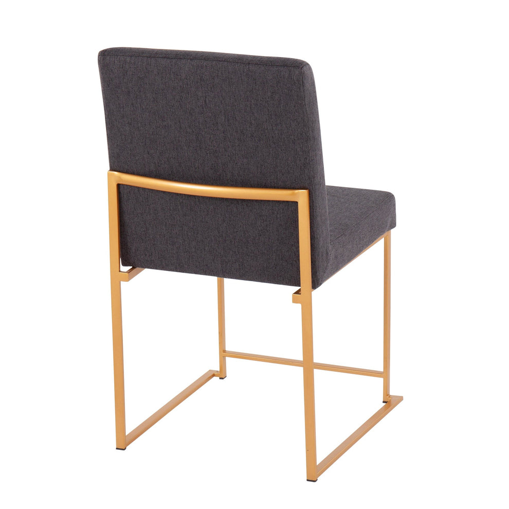 High Back Fuji Contemporary Dining Chair in Gold Steel and Beige Fabric By LumiSource - Set of 2 | Dining Chairs | Modishstore - 15