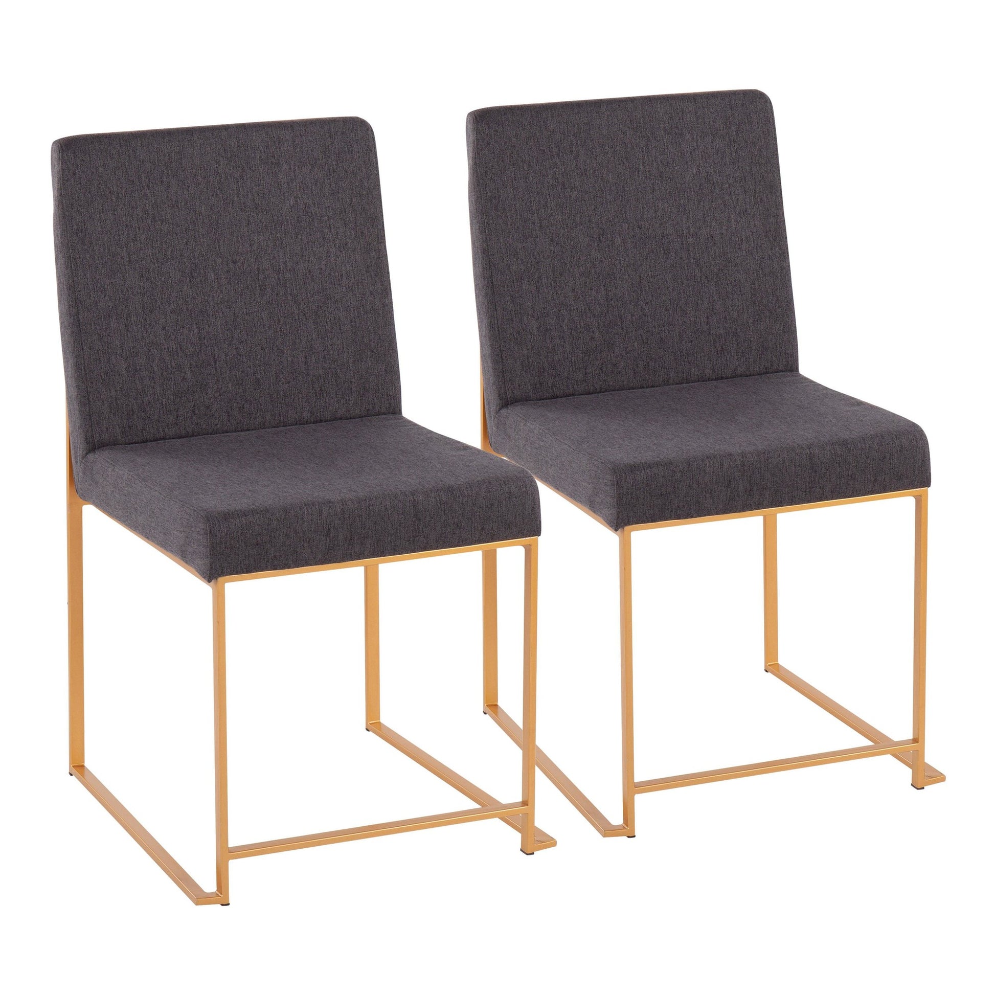 High Back Fuji Contemporary Dining Chair in Gold Steel and Beige Fabric By LumiSource - Set of 2 | Dining Chairs | Modishstore - 9