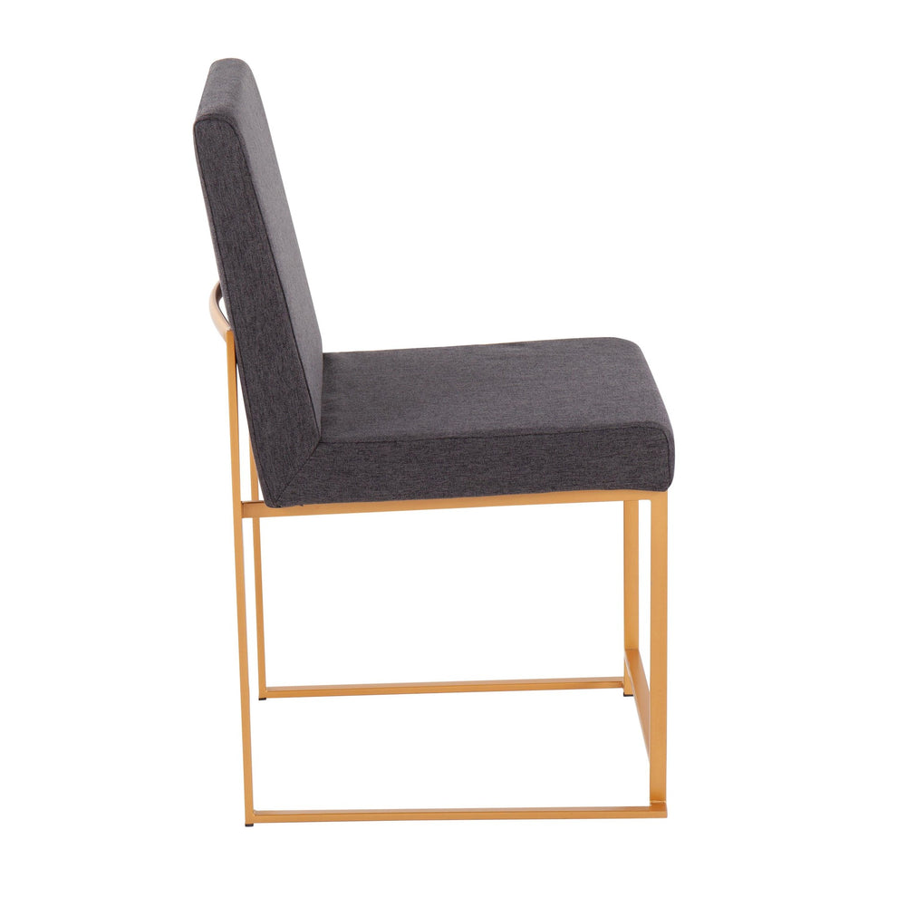 High Back Fuji Contemporary Dining Chair in Gold Steel and Beige Fabric By LumiSource - Set of 2 | Dining Chairs | Modishstore - 14